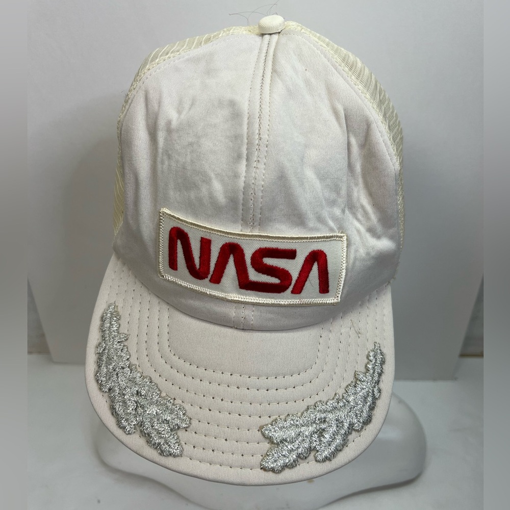 Vintage NASA Hat Cap White with Silver Accents SnapBack - Picture 2 of 5